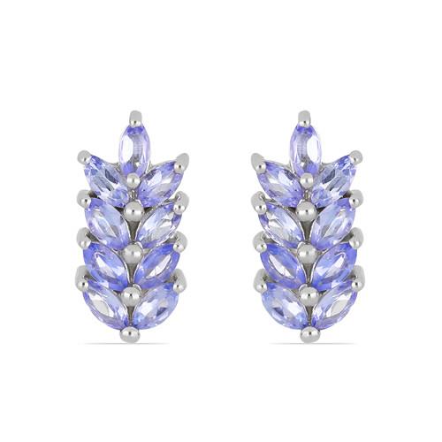 BUY 925 STERLING SILVER NATURAL TANZANITE GEMSTONE LEAF EARRINGS